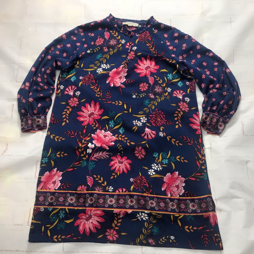 Loft: Womens Floral Long Sleeve Dress Sz: medium petite